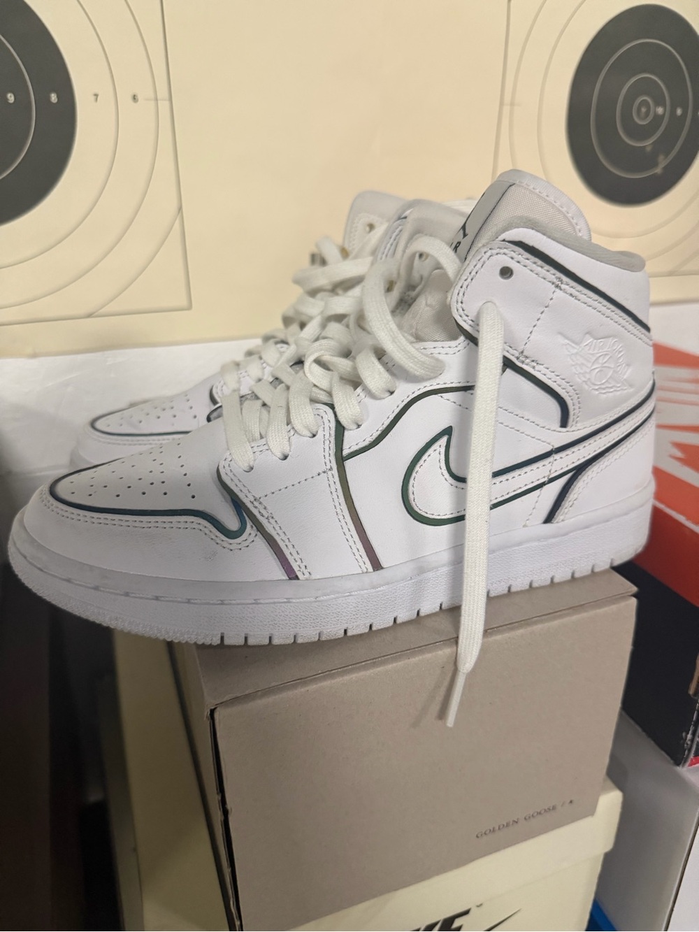 Nike Air Jordan 1 Mid White with Green Trim